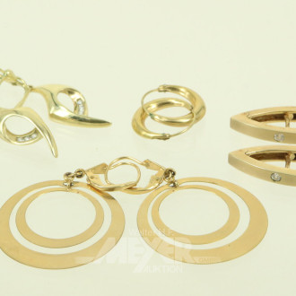 4 Paar Ohrhänger u. Ohrstecker, tlw. mit kl. Brillanten