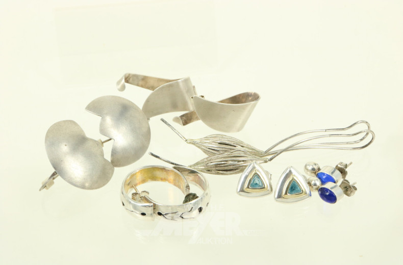 6 Paar ausgefallene Ohrringe in 925er Silber