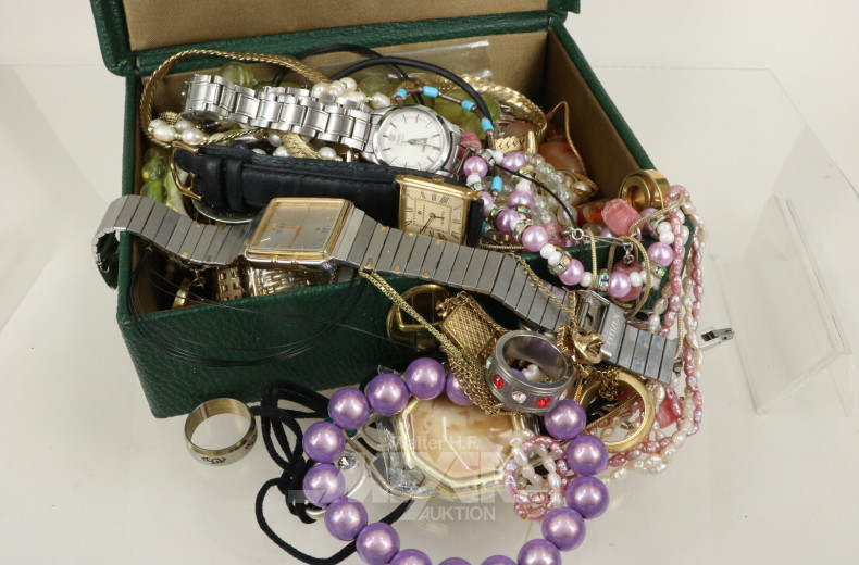 Posten Modeschmuck, best. aus Ketten, Ringe, Broschen, Uhren etc.