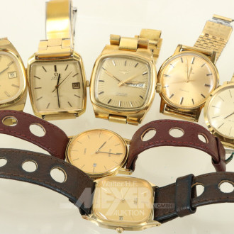 kl. Konvolut div. Armbanduhren inkl. Uhrenbox