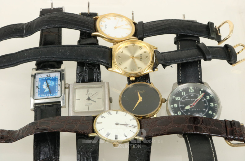 9 versch. Armbanduhren, tlw. defekt
