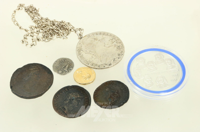 kl. Konvolut Münzen u. Silbermedaillen