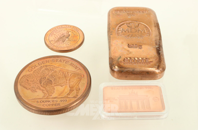 Konvolut Sonderprägungen in reinem Kupfer