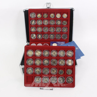 Konvolut 2-Euro-Sonderprägungen im kl. Alukoffer, u.a. Luxemburg, Malta u. Monaco