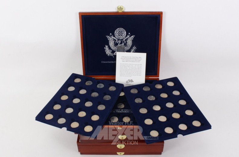 Konvolut Sonder- u. Gedenkausgaben in 4 Holzkassetten