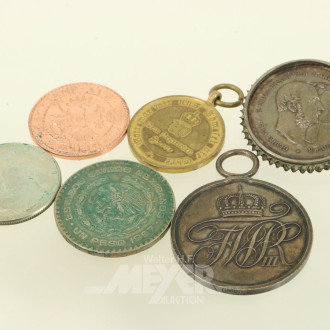 Konvolut altdeutsche Medaillen u. wenige Münzen