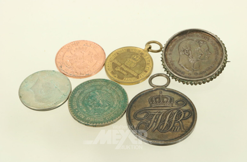 Konvolut altdeutsche Medaillen u. wenige Münzen