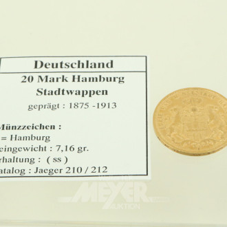 Freie und Hansestadt Hamburg - 20 Mark 1875 J