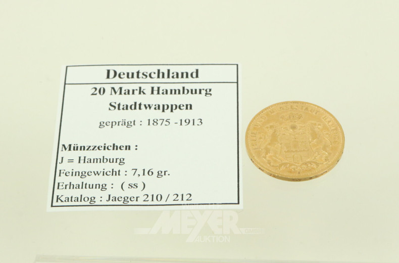 Freie und Hansestadt Hamburg - 20 Mark 1875 J