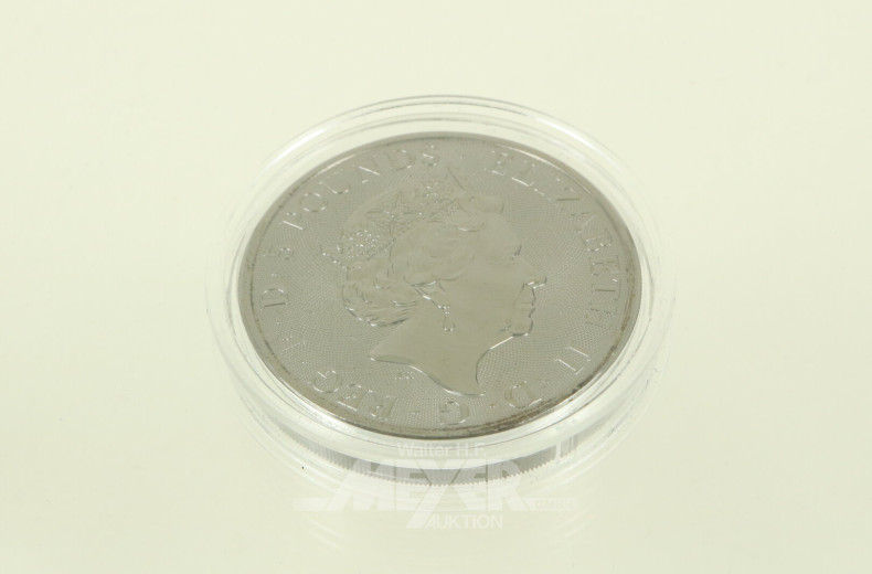 Großbritannien - 5 Pfund Elisabeth II. 2021 'The Queen's Beasts'