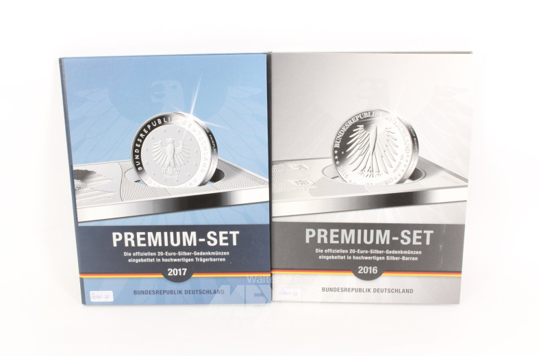 2 Hardcover-Alben 'Die offiziellen 20-Euro-Silber-Gedenkmünzen' 2016 und 2017
