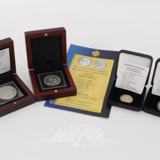 4-tlg. Konvolut historische Silbermünzen aus Deutschland