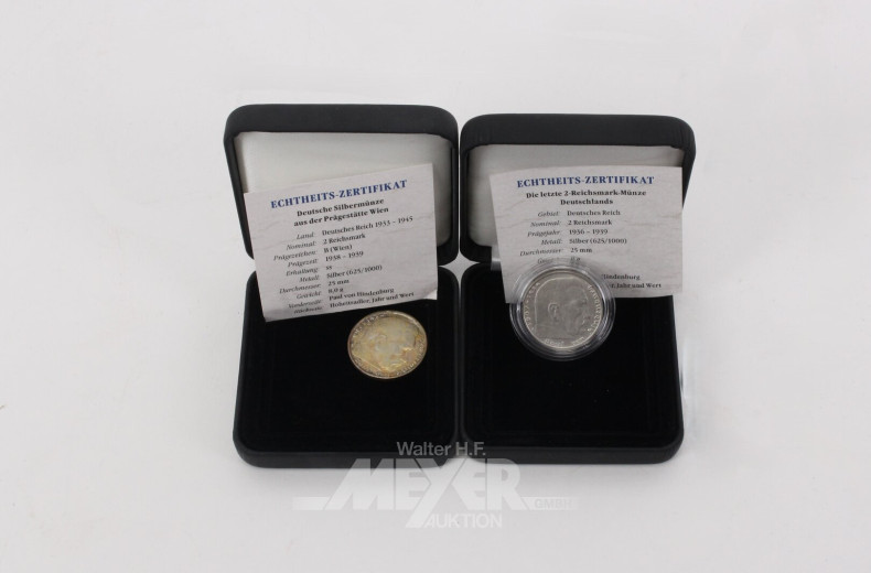 4-tlg. Konvolut historische Silbermünzen aus Deutschland