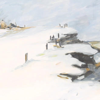 3 Mischtechniken "Winterliche Küste"