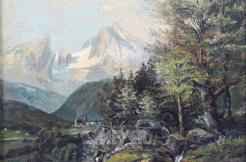 Gemälde "Gebirgsbach mit Staffagen"