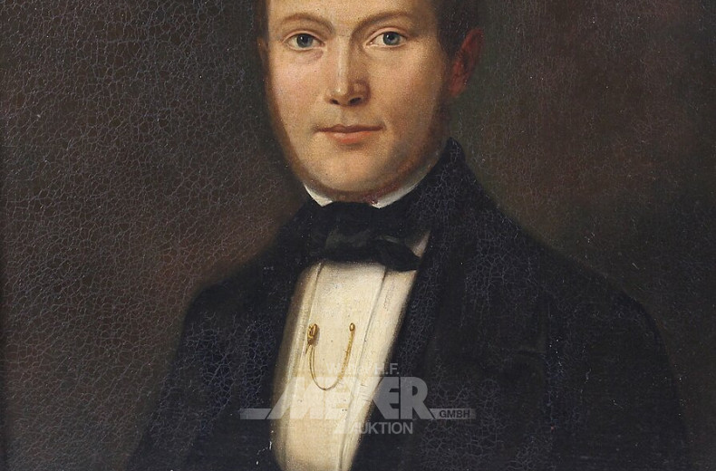 Paar Gemälde,  "Damen-u. Herrenportrait"