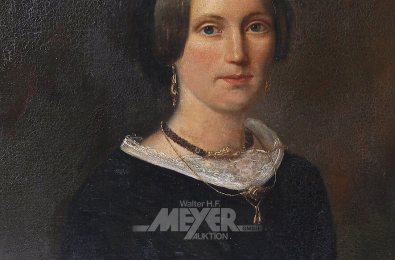 Paar Gemälde,  "Damen-u. Herrenportrait"