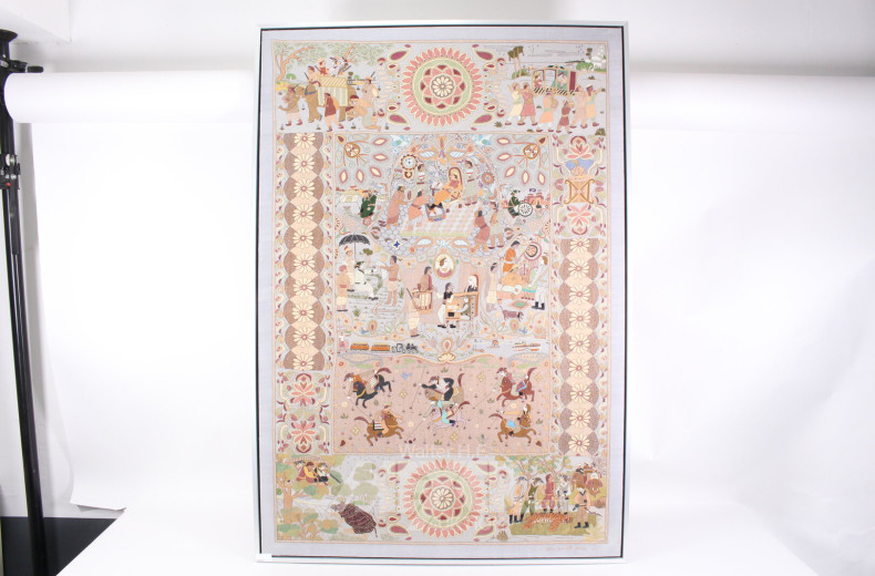 Stickbild auf Seide "Bengalische Sagenwelt"