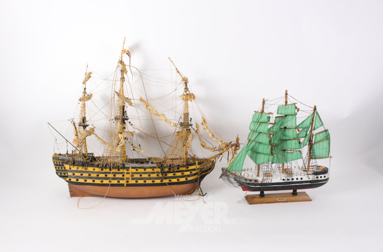 2 Modellschiffe, Dreimaster