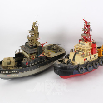 2 Modellschiffe: Hafenschlepper, Rettungsschiff
