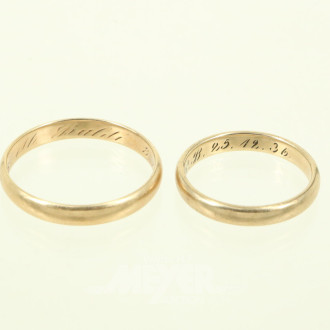 2 Trauringe, in 333 GG u. 585 GG