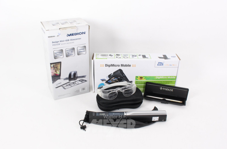 Posten Kleinelektronik: Digital-Mikroskop DNT, Portabler Dokumentenscanner CONRAD, DIA-Scanner,