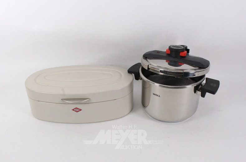 Schnellkochtopf WOLL u. 1 Brotkasten WESCO