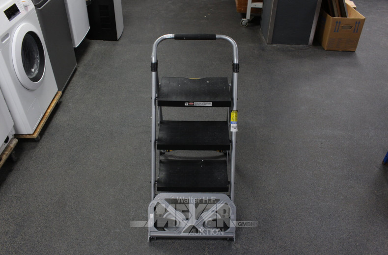 Haushaltstritt, 3-stufig, klappbar, mit integr. Sackkarre