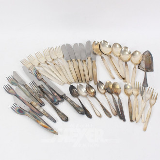 Posten div. Besteckteile 90/100er Auflage