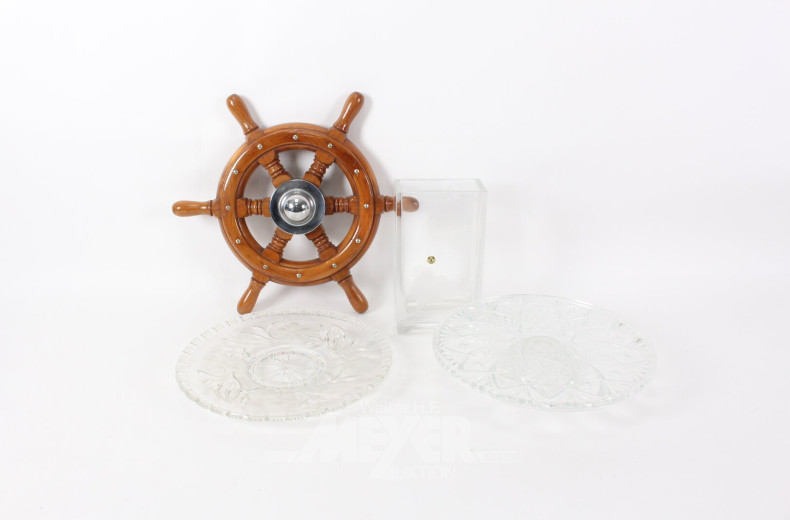 3 Teile Kristall u. 1 kl. Steuerrad