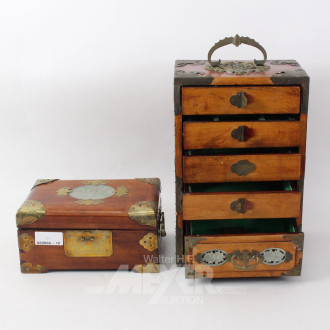 2 Holz-Schmuckschatullen