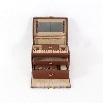 Schmuckkoffer in Braun mit floralem Druck