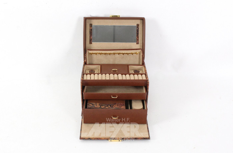 Schmuckkoffer in Braun mit floralem Druck