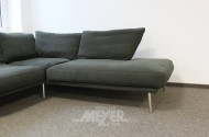 Ecksofa mit Loungemodul, dunkelgrüner Stoffbezug