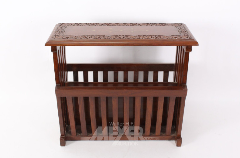 Zeitungsständer mit Messingintarsien