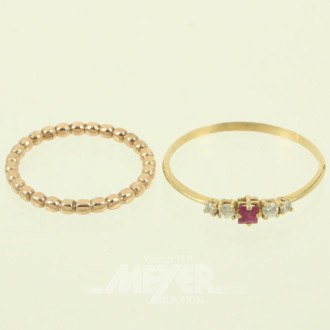 2 Ringe, davon 1 mit Farbsteinen