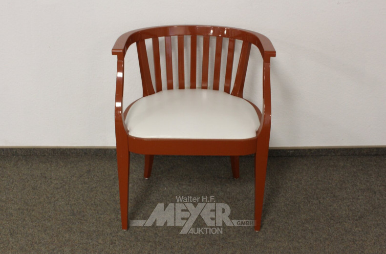 mod. Schreibtisch, oval, mit passendem Stuhl, rot-braun/schwarz