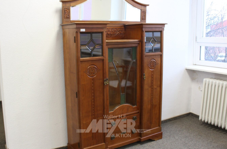 Vitrinenschrank / Vertiko mit Spiegelaufsatz, Reproduktion