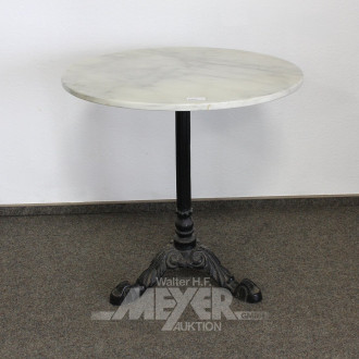 runder Bistrotisch mit Marmorplatte und Gußgestell