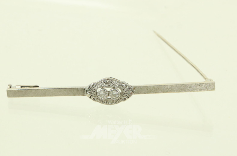 Stabbrosche mit 2 kl. Brillanten u. 4 Diamantrosen