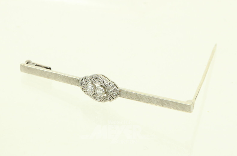 Stabbrosche mit 2 kl. Brillanten u. 4 Diamantrosen