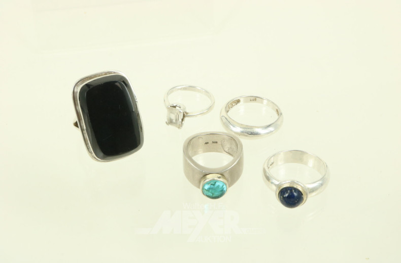 5 Ringe in 925er Silber