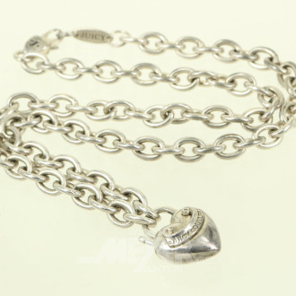Gliederkette in 925er Silber 'Juicy Couture', mit Zwischenglied in Herzform