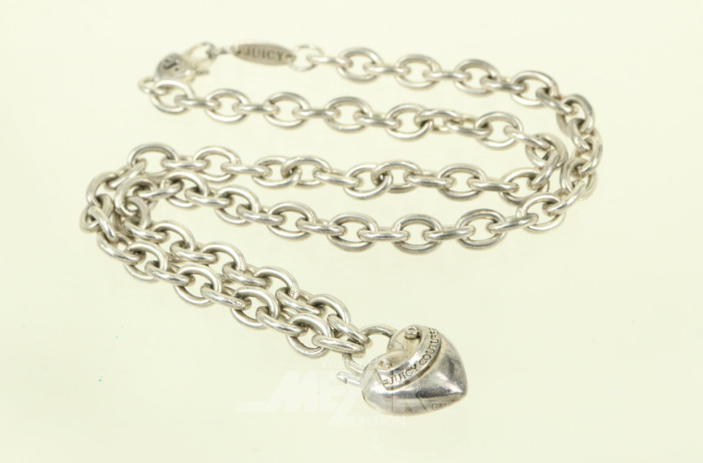 Gliederkette in 925er Silber 'Juicy Couture', mit Zwischenglied in Herzform