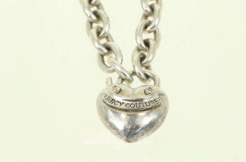 Gliederkette in 925er Silber 'Juicy Couture', mit Zwischenglied in Herzform