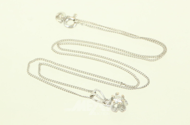 feine Gliederkette mit kl. Anhänger mit 1 Brillant von ca. 0.20ct