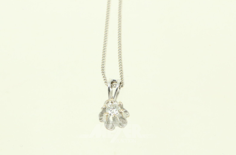 feine Gliederkette mit kl. Anhänger mit 1 Brillant von ca. 0.20ct