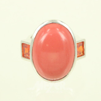 Ring, Silber mit Farbsteinen besetzt