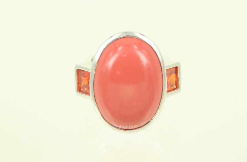 Ring, Silber mit Farbsteinen besetzt