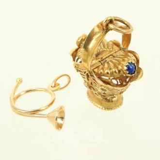 2 kl. Kettenanhänger "Korb / Jagdhorn"